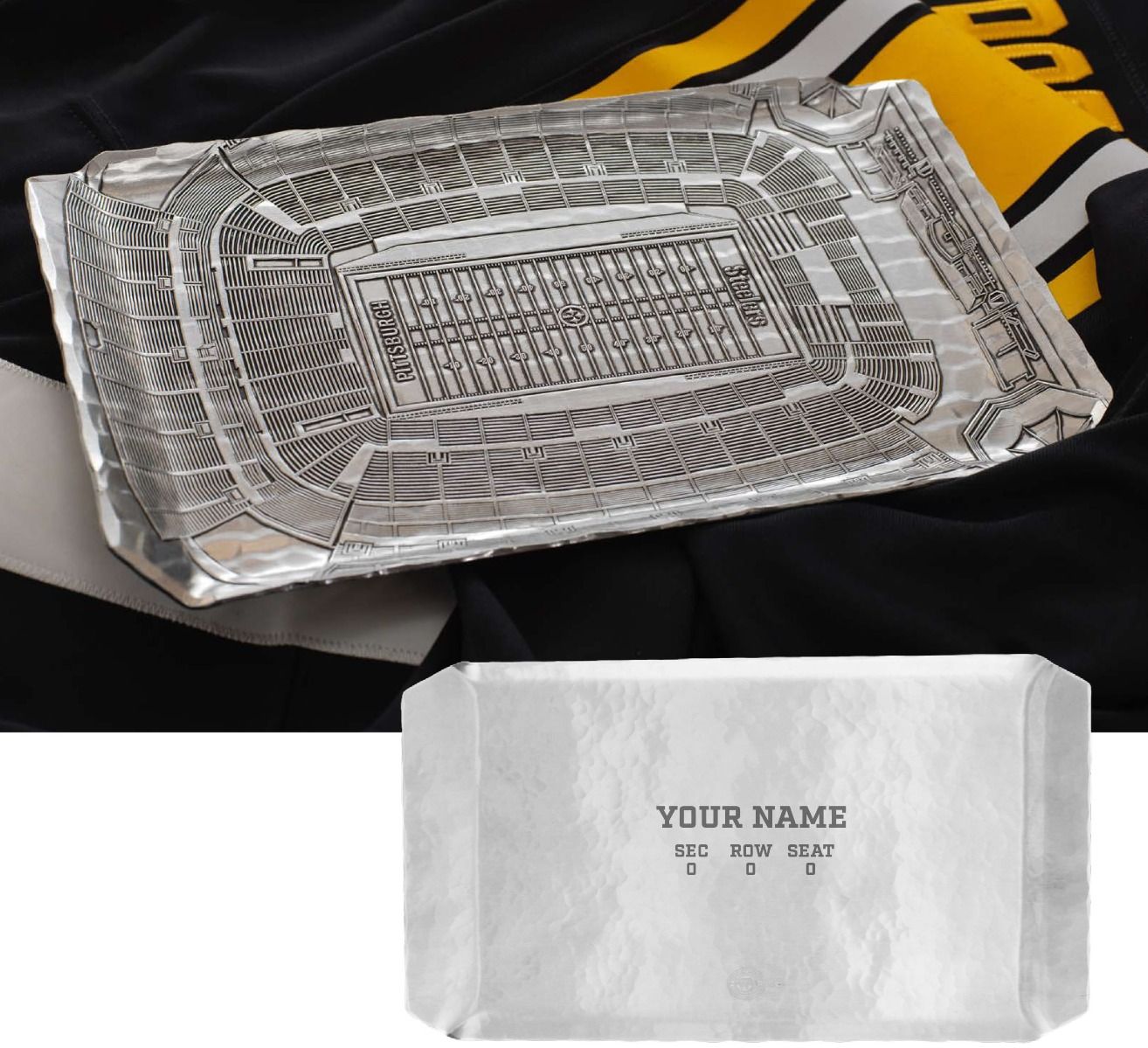 Pittsburgh Steelers Wendell August Forge Stadium Butler Tray and Rocks Set